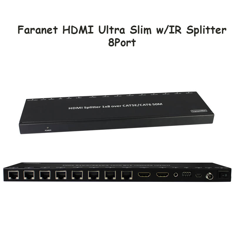 اسپليتر 8 پورت HDMI فرانت با 8 عدد گيرنده ۵٠ متری